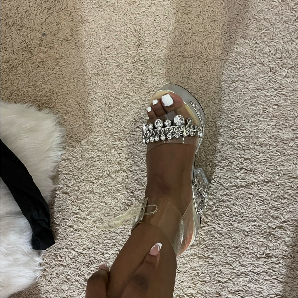 Sugar Thrillz Crystal-Embellished Clear Heels - Picture 2 of 4